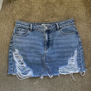 PacSun Denim Distressed Mini Skirt